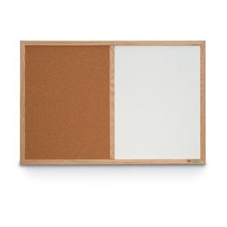 United Visual Products Wood Combo Board, 36"x48", Light Oak/Grey & Medium Grey UVDECORK4836OAK-LTOAK-GREY-MEDGRY